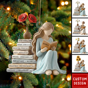 Personalized God Says I Am Christian Ornament with Bible Verse - Gift For Book Lover