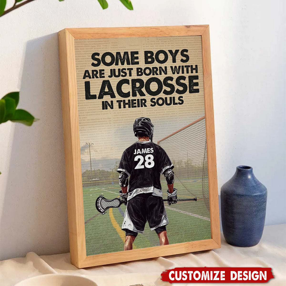 Some Boys Are Just Born With Lacrosse In Their Souls-Personalized Lacrosse Boy Poster