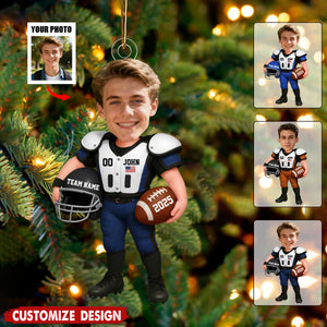 Personalized Upload Photo Acrylic Ornament - Gift For American Football Lovers
