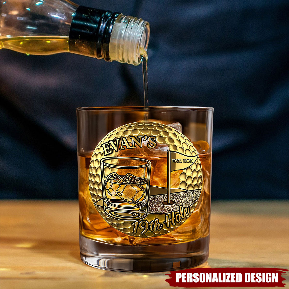 Golf 19th Hole Whiskey Glass, Personalized Gifts For Golfers