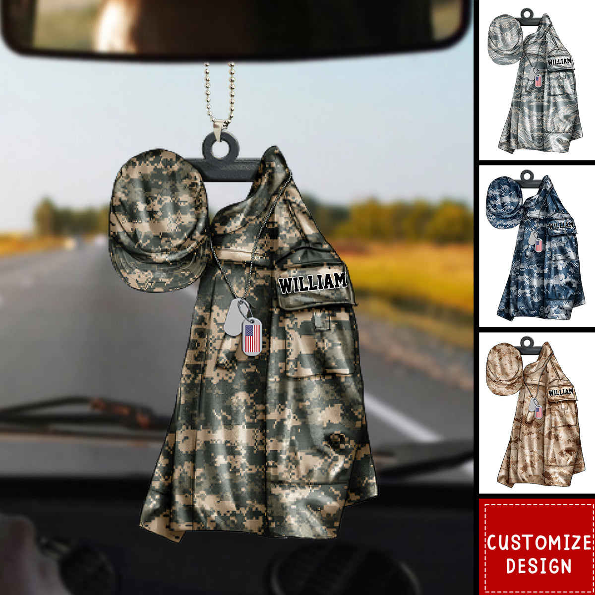 US Air Force,Army,Marine,Navy Uniform - Personalized Christmas,Car Ornament