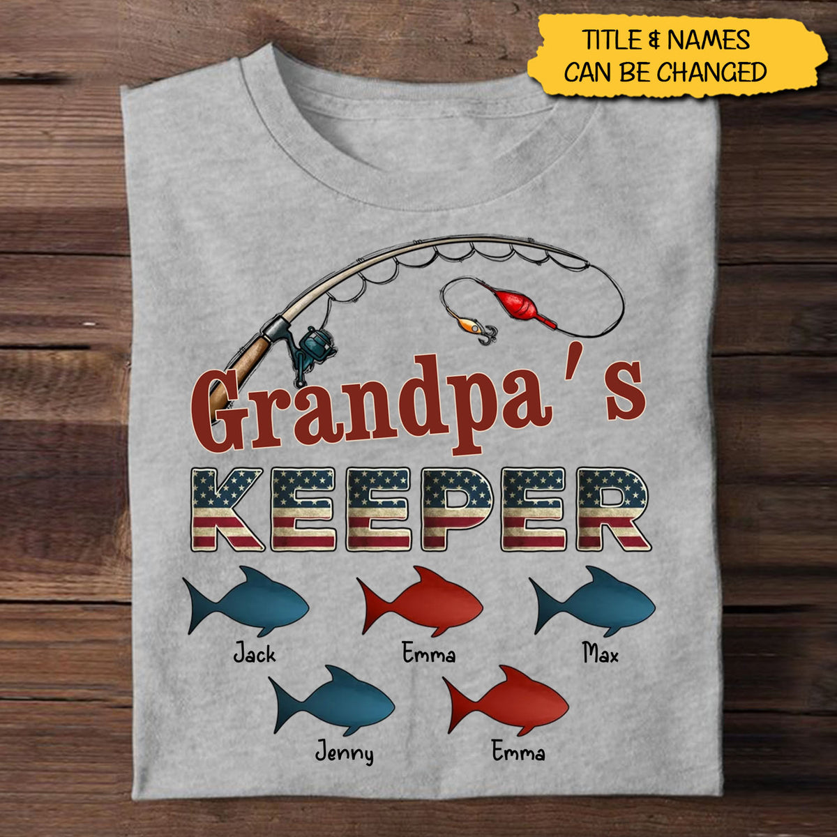 Nation Flag Grandpa's Keepers Fishing 4th Of July Personalized Shirt, Gift For Husband, Dad, Grandpa