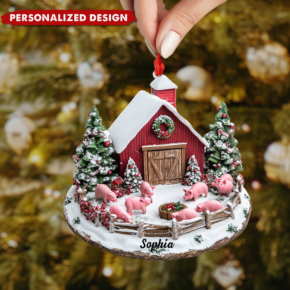 Personalized Pig Farm Christmas Ornament-Gift for Farmers
