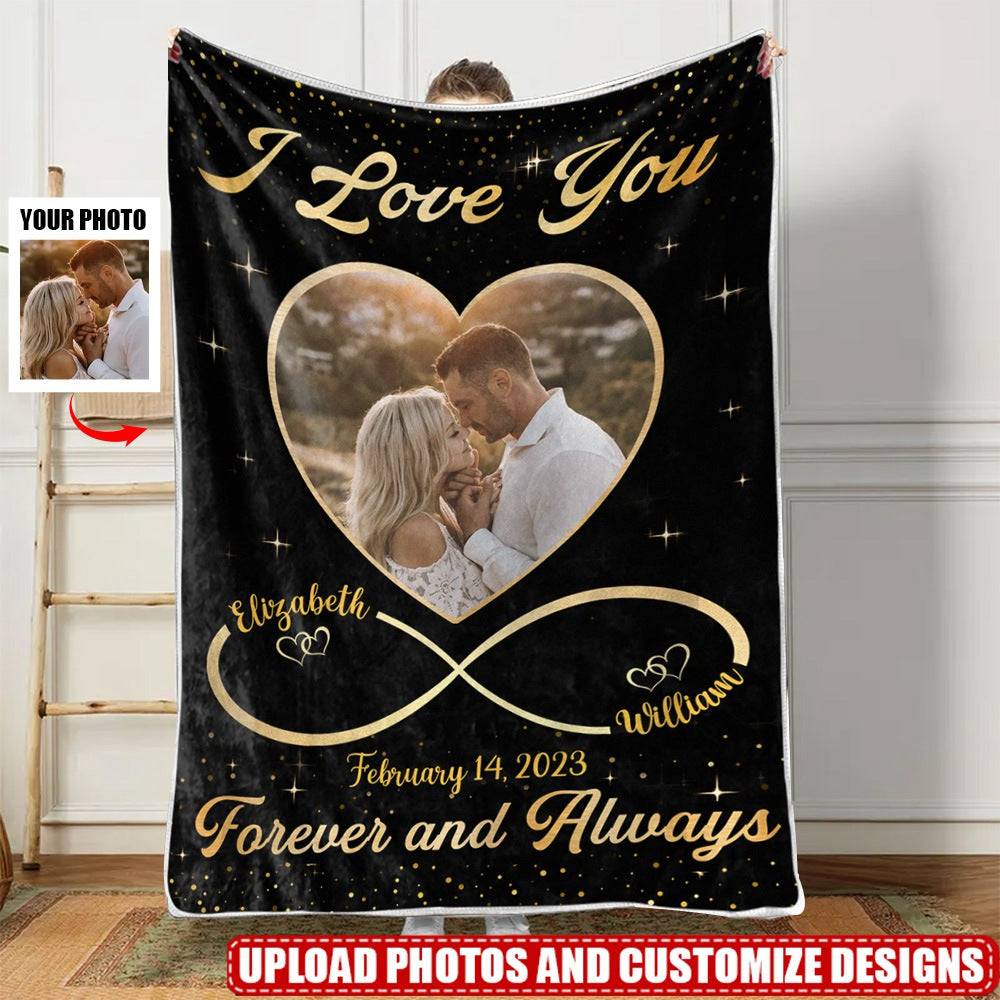Custom Photo I Love You Forever And Always - Couple Personalized Custom Blanket - Gift For Husband Wife, Anniversary