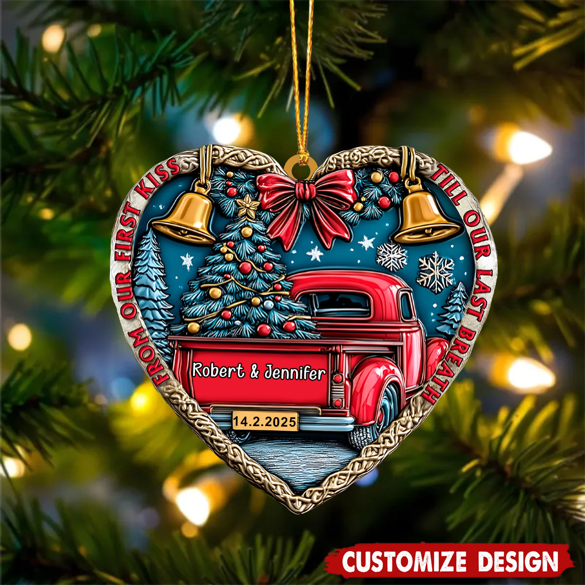 From Our First Kiss Till Our Last Breath - Personalized Couple Ornament