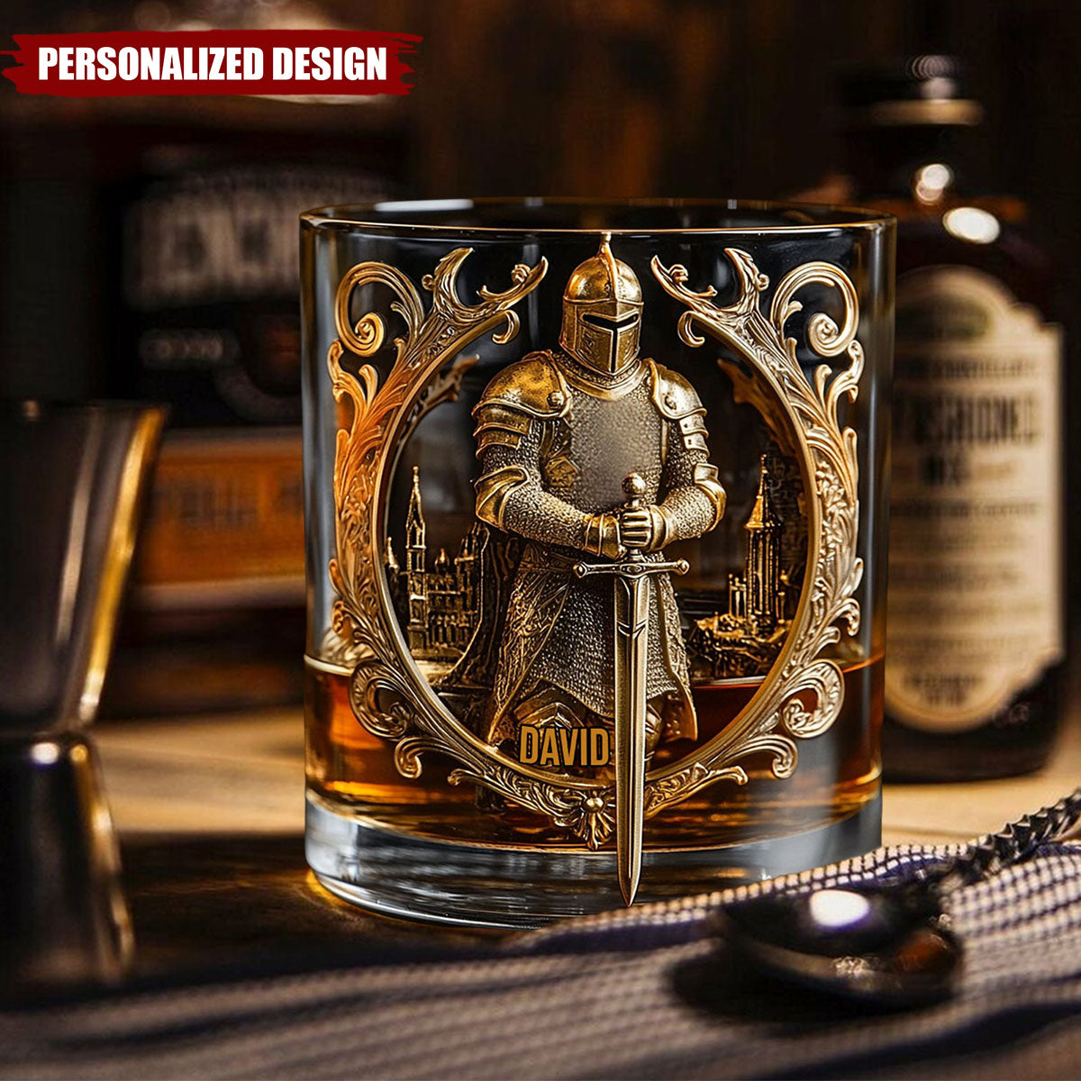 Knight Of God-Personalized Whiskey Glass