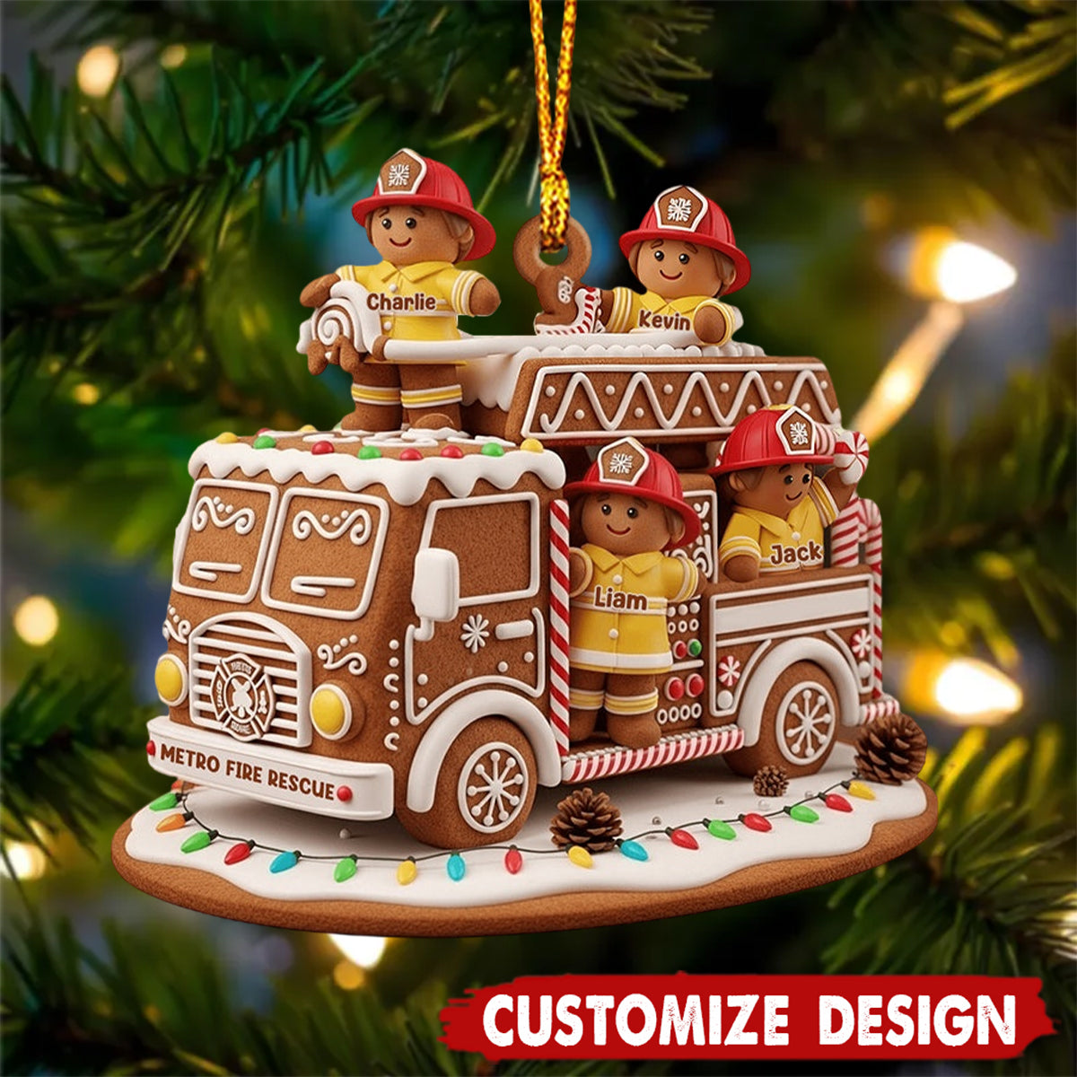 Heroes With Festive - Personalized Firefighter Ornament