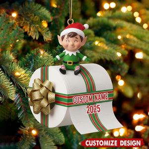 Funny Elf Toilet Paper Ornament 2025 - Gift for Holiday Humor