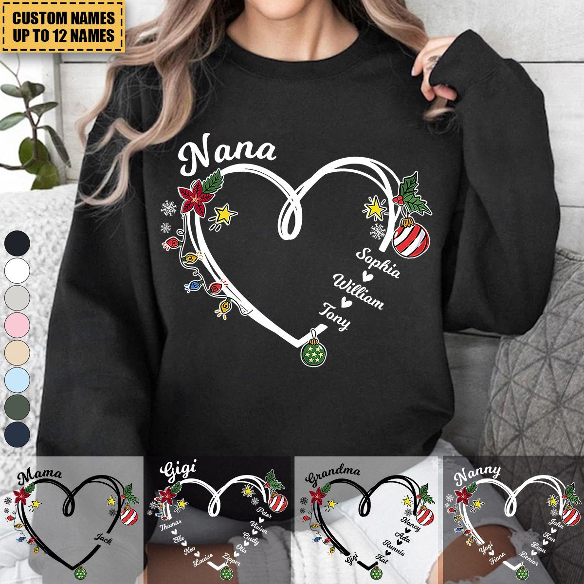 2024 New Release Nana Heart Christmas And Grandkids Sweatshir