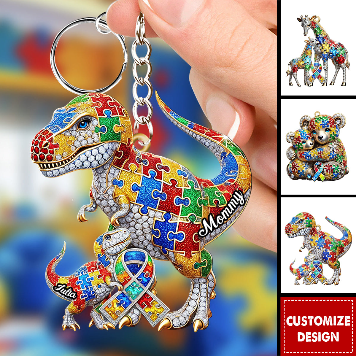 Strong Mama - Personalized Autism Awareness Keychain