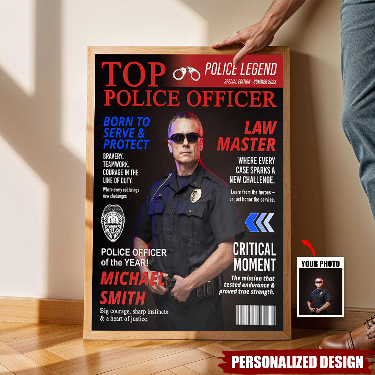 Personalized Police Officer Magazine Cover Poster-Police Officer Gifts