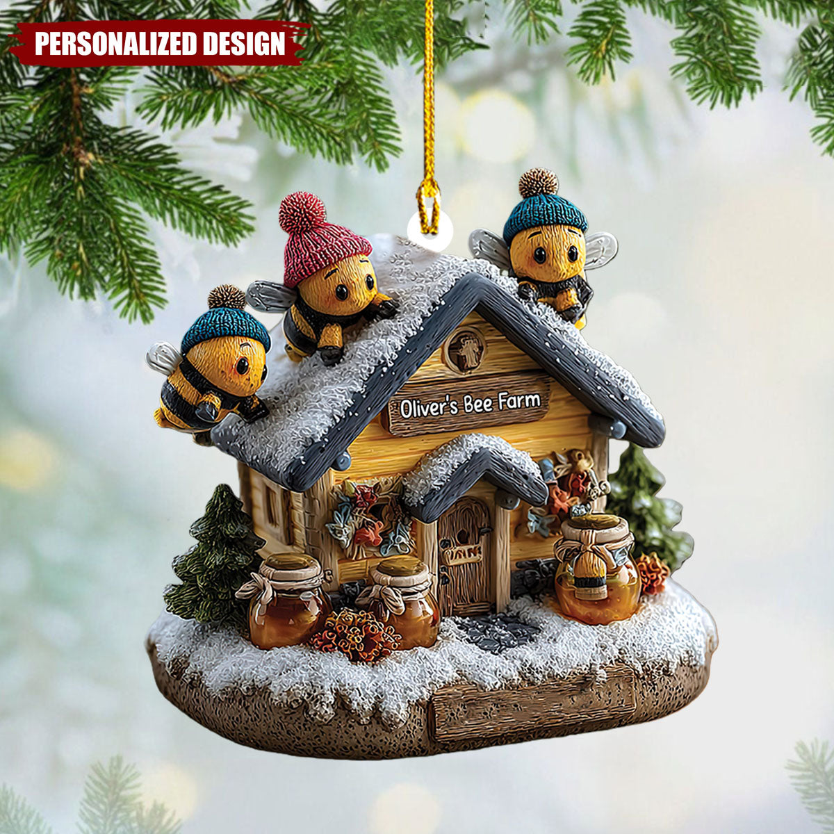 Personalized Bee Farm Christmas Ornament Gift For Beekeeper