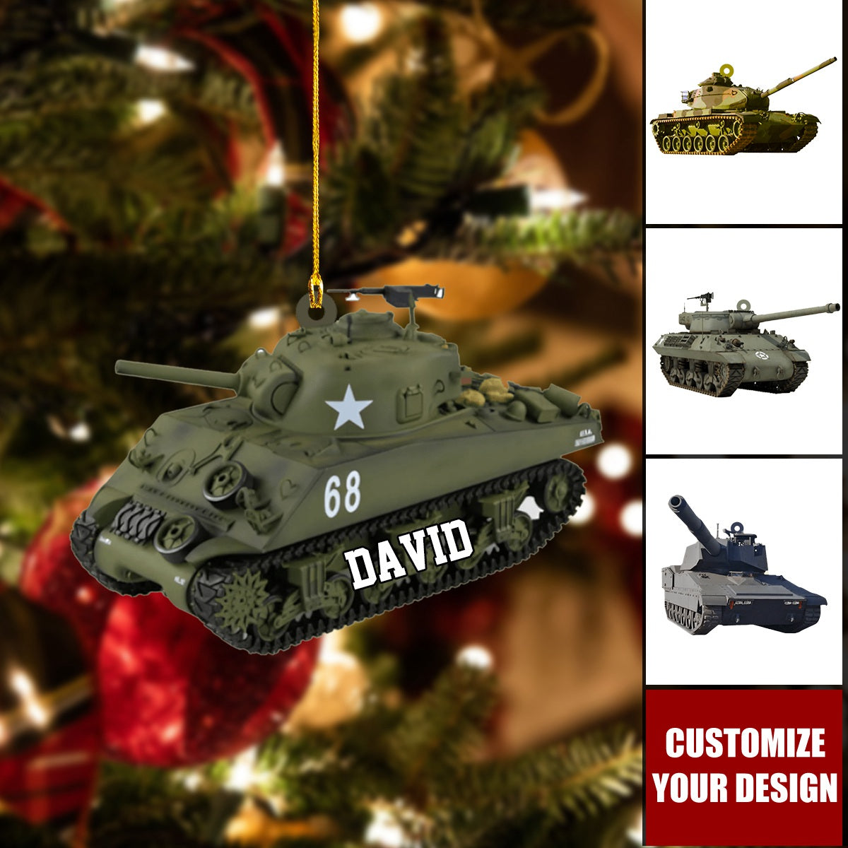 Personalized Tank Car Custom Name Shaped Ornament