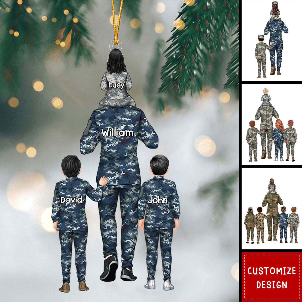 Personalized Military Dad And Kid Ornament - Gift For Family - 2024 New Release