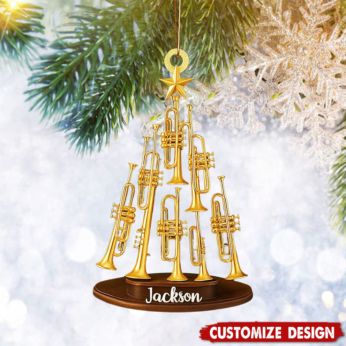 Personalized Instrument Trumpet Christmas Tree Ornament Acrylic, trumpet Ornament Gift For Musical, Trumpet Player Ornaments Gift