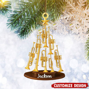 Personalized Instrument Trumpet Christmas Tree Ornament Acrylic, trumpet Ornament Gift For Musical, Trumpet Player Ornaments Gift