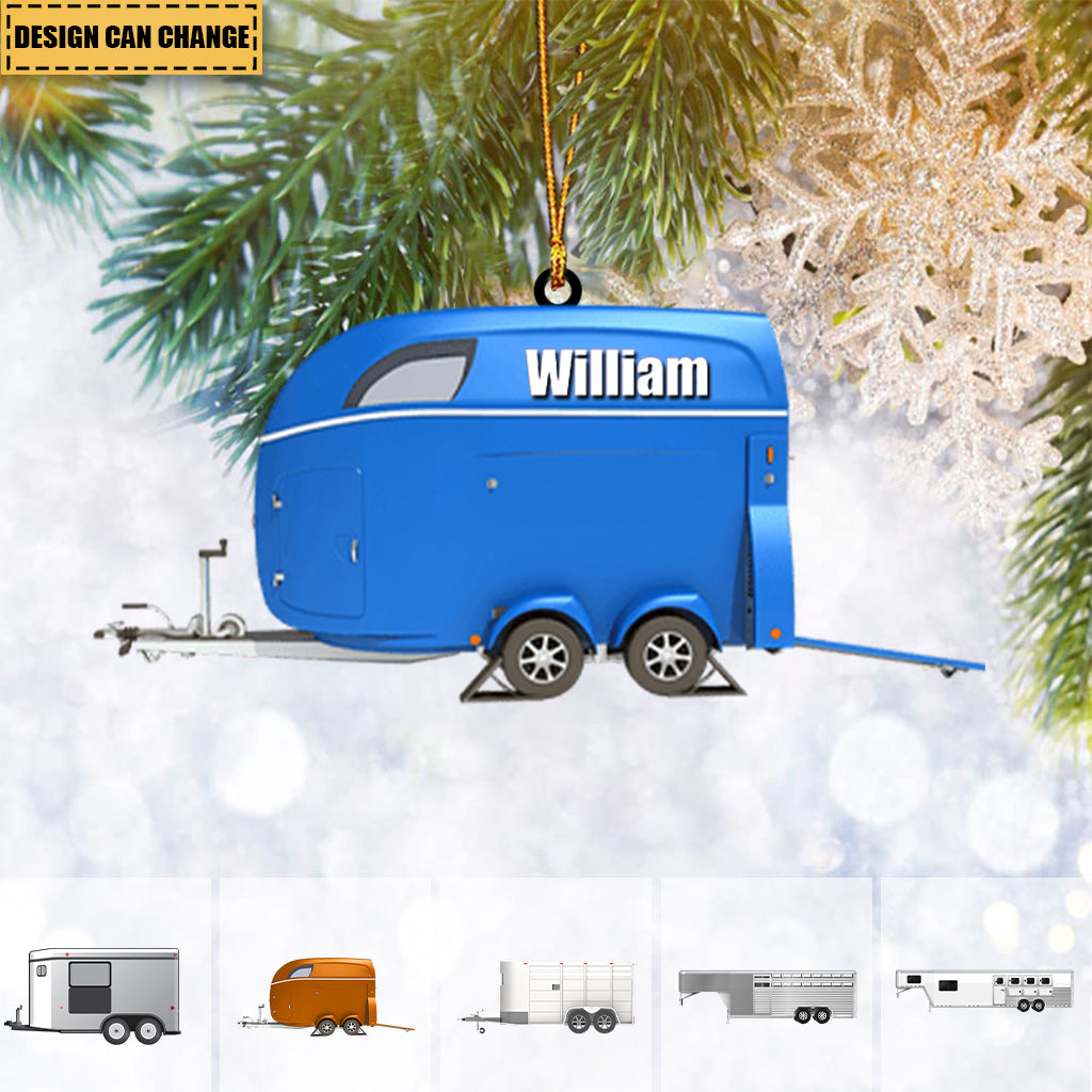 Personalized Horse Transport Trailer Acrylic Car / Christmas Ornament