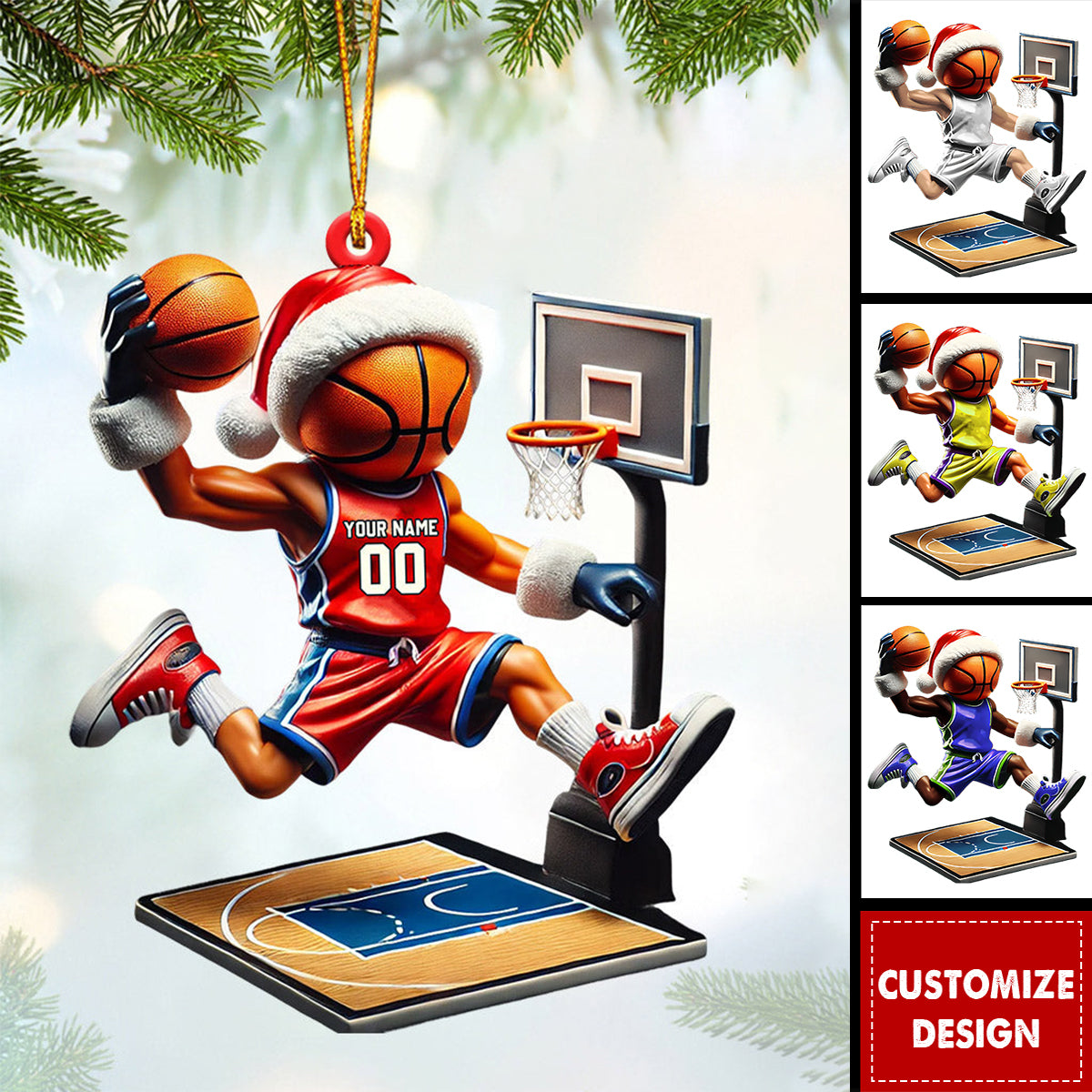 Basketball Player Christmas Ornament, Personalized Ornament
