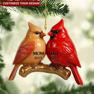 Vintage Nostalgic Cardinals Memorial Dad Mom Christmas Personalized Acrylic Ornament