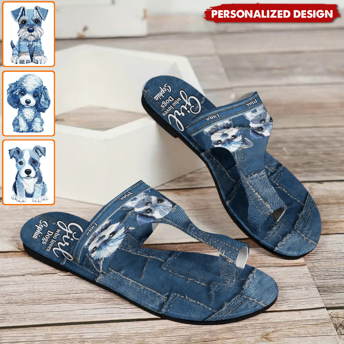 Just a Girl Who Loves Dogs-Personalized Dog Open Toe Sandals with Arch Support