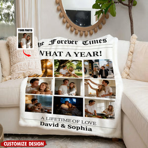 Personalized What A Year Newspaper Couple Blanket