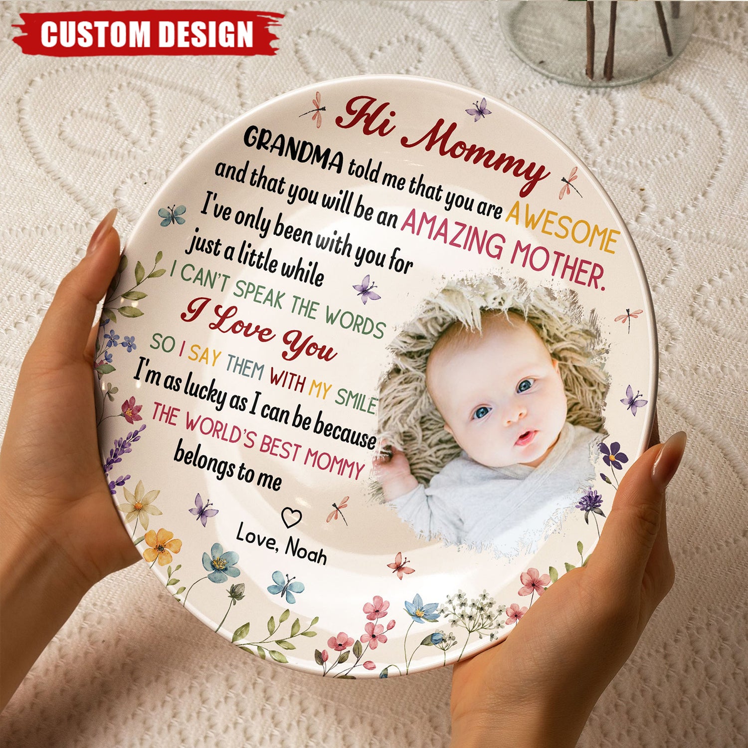 The Best Mommy Belongs To Me First Mom - Personalized Ceramic Photo Plate, New Mom Gift