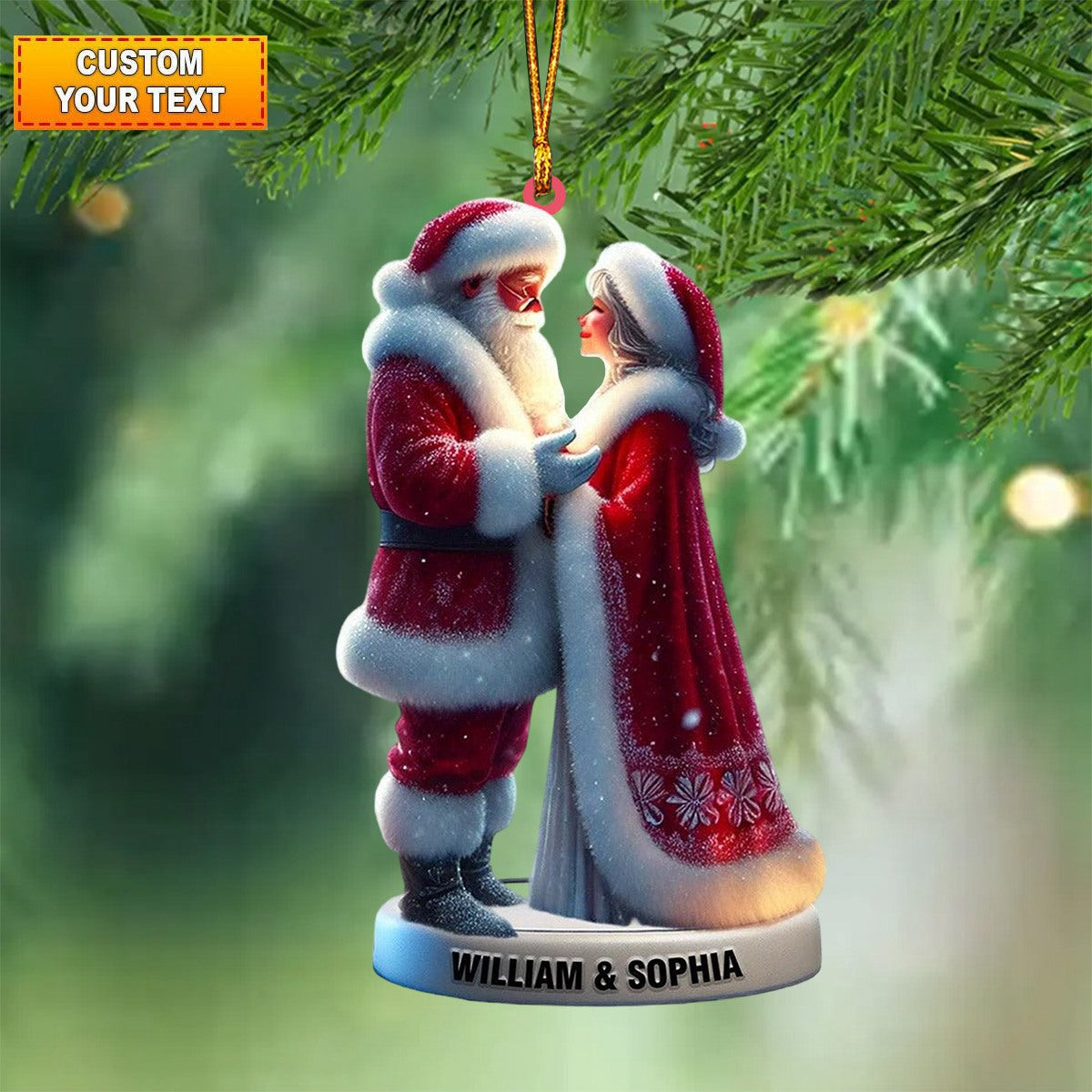 Personalized Santa and Mrs. Claus Christmas Ornament - Gift For couple