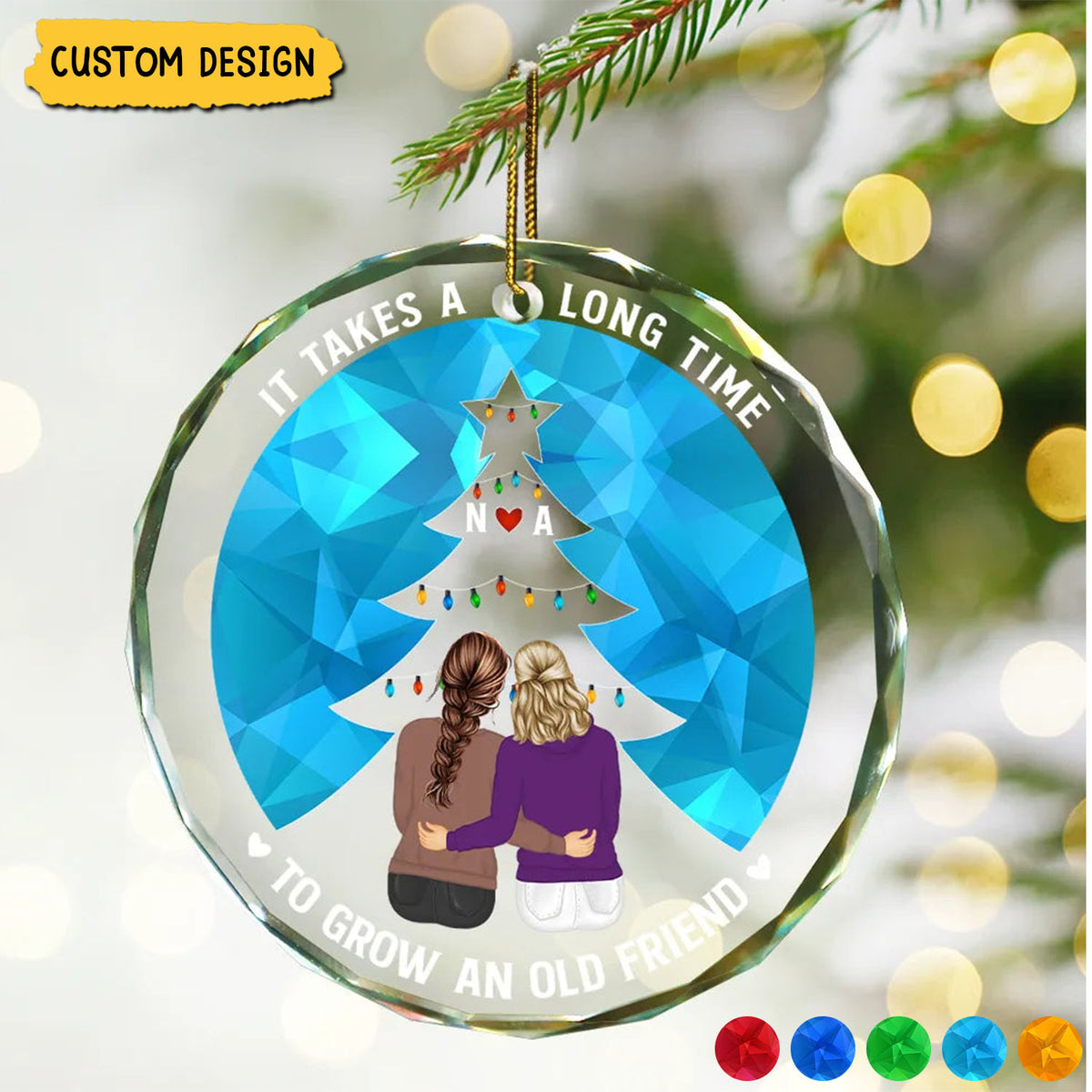 2024 New Release - Grow An Old Friend - Personalized Circle Glass Ornament