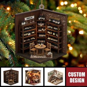 Personalized Wine Cellar Christmas Ornament - Gift For Wine Lover