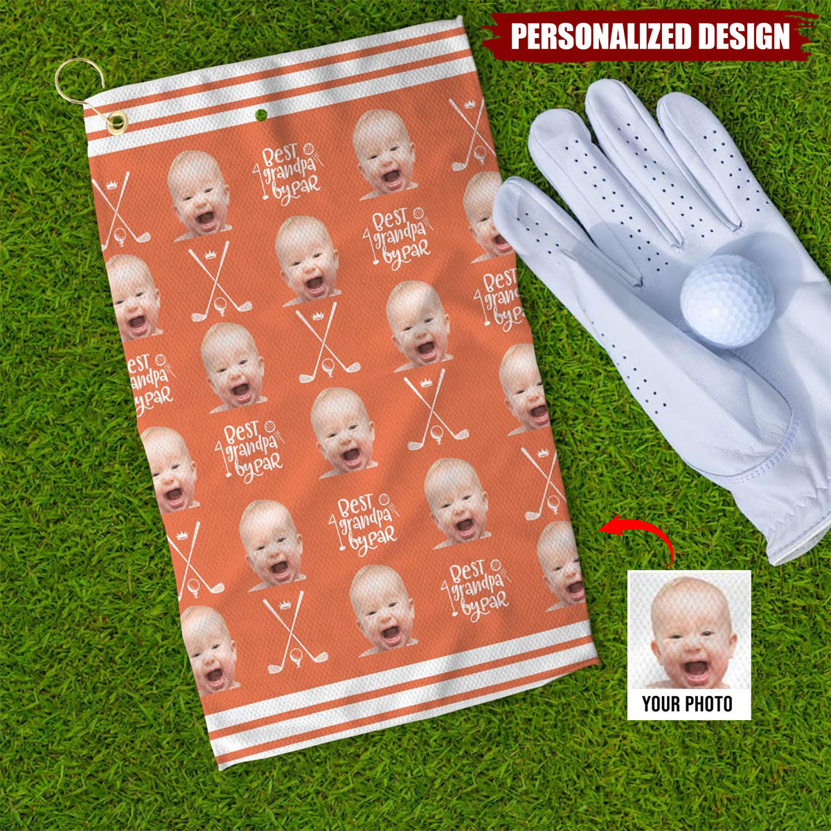Personalized Golf Towel With Photo-Father's Day Golf Gift