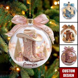 Personalized Cowgirl Boots Acrylic Ornament-Gifts for Cowboy Cowgirl
