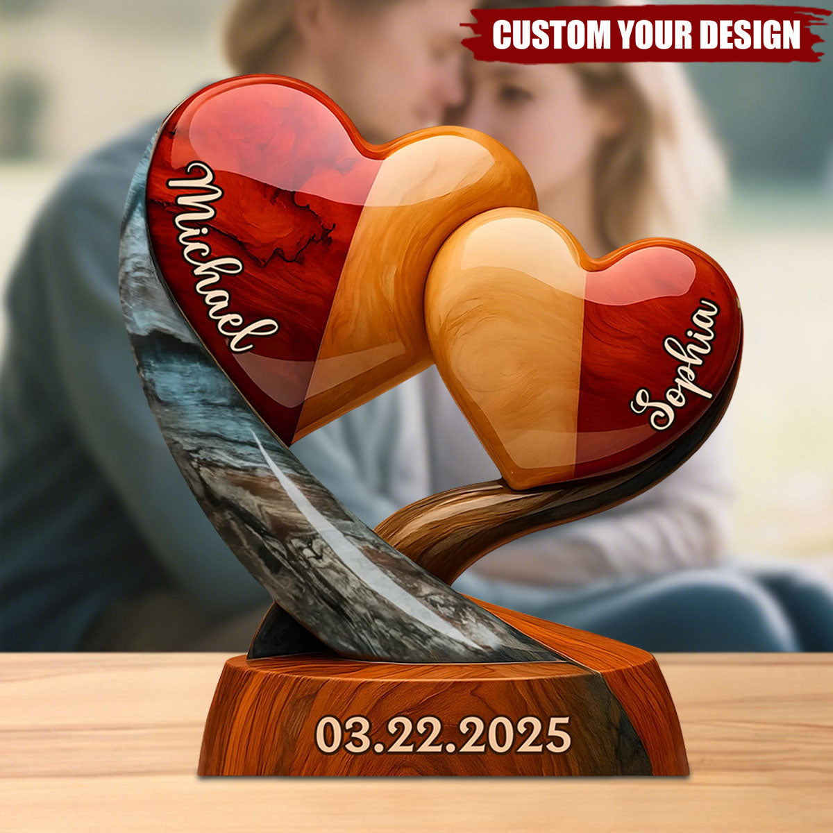 Our Hearts Beat As One - Couple Personalized Custom Acrylic Plaque - Gift For Husband Wife, Anniversary