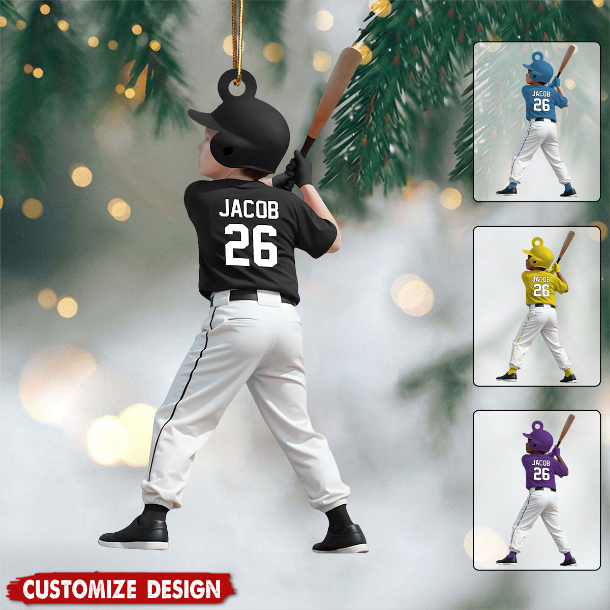 Personalized Kid Baseball Player Ornament - Gift for Kids