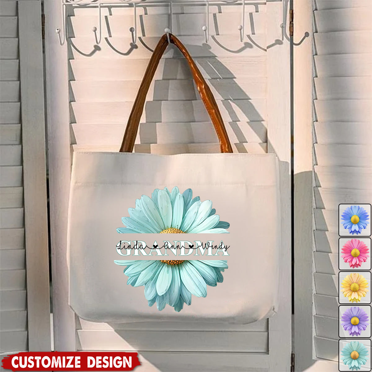 Personalized Daisy Large Capacity Canvas Bag - Mother's Day Birthday for Mom Grandma