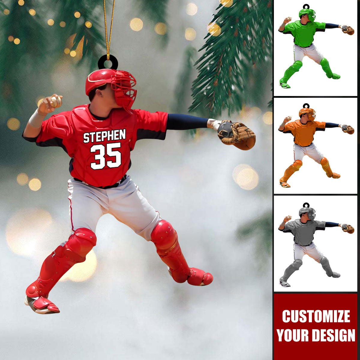Personalized Custom Baseball Ornaments - Baseball Player & Catcher Gifts