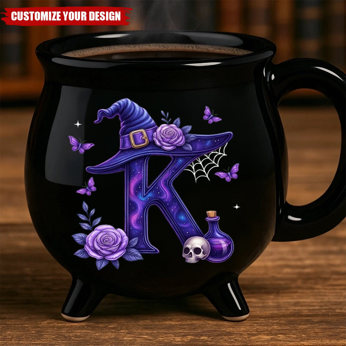Custom 12oz Ceramic Cauldron Coffee Mug - Personalized Halloween Witchy Gifts For Besties, Sisters, BFF, Family, Yourself - Witchy Vibes Only