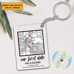 Our First Date Gift - Where It All Began, Couples Map, Personalized Acrylic Keychain Gift Couples