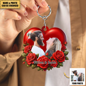 Personalized Couple Upload Photo Keychain