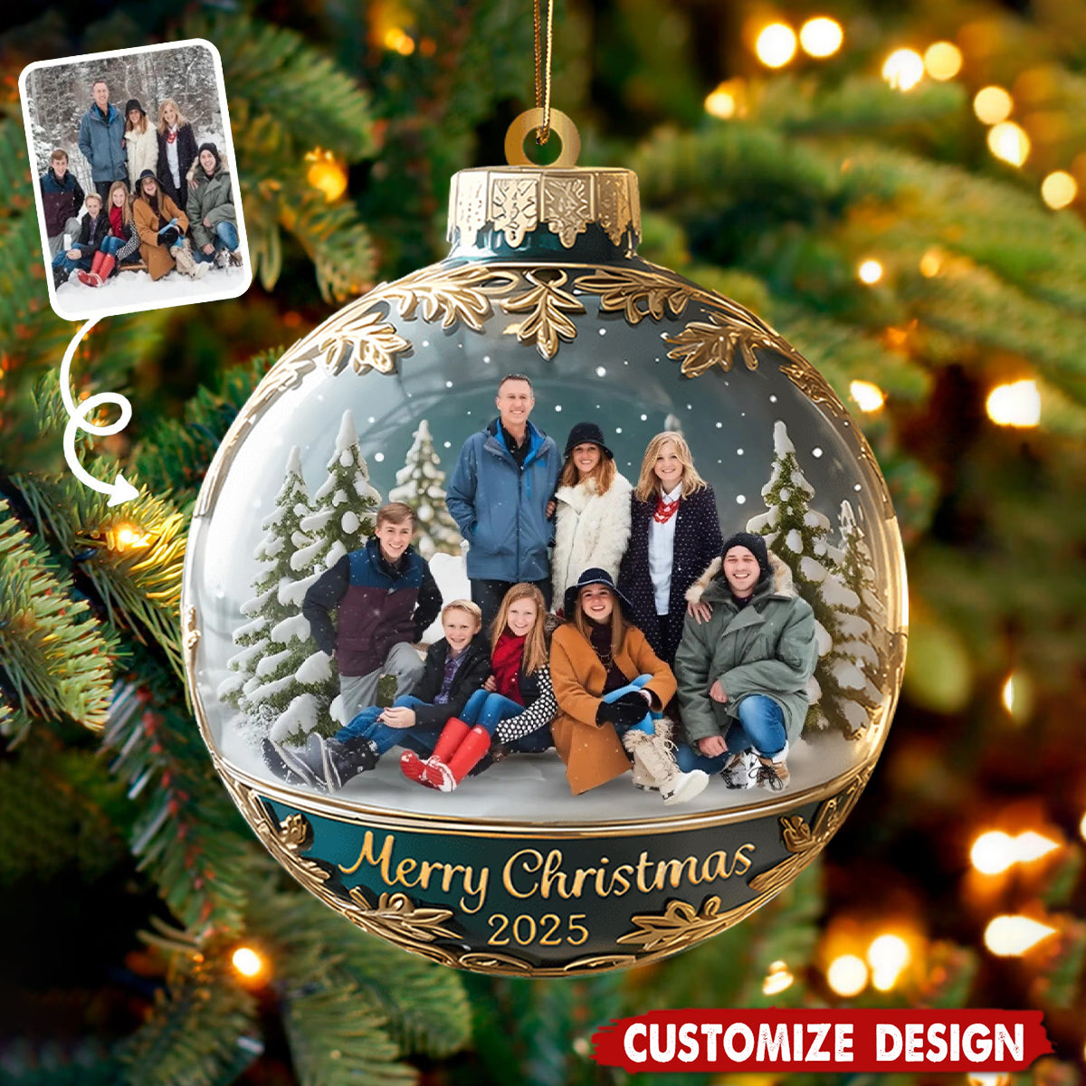 Custom Family Photo Ornament, Personalized Family Photo Keepsake 2025, Large Family Christmas Keepsake Gifts