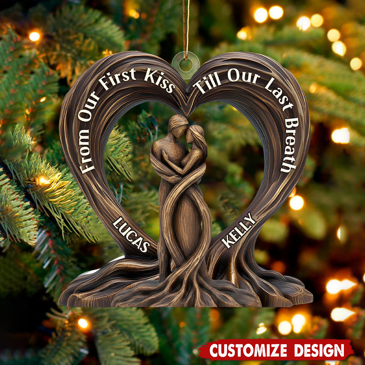 Heart Of The Trees - Personalized Custom Shaped Squared Christmas Ornament