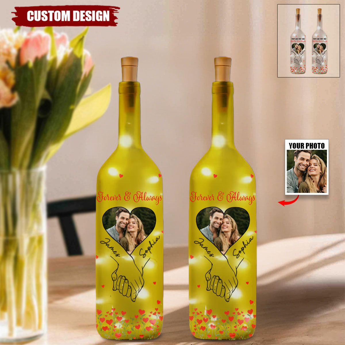 You And Me We Got This - Personalized Photo Bottle Lamp