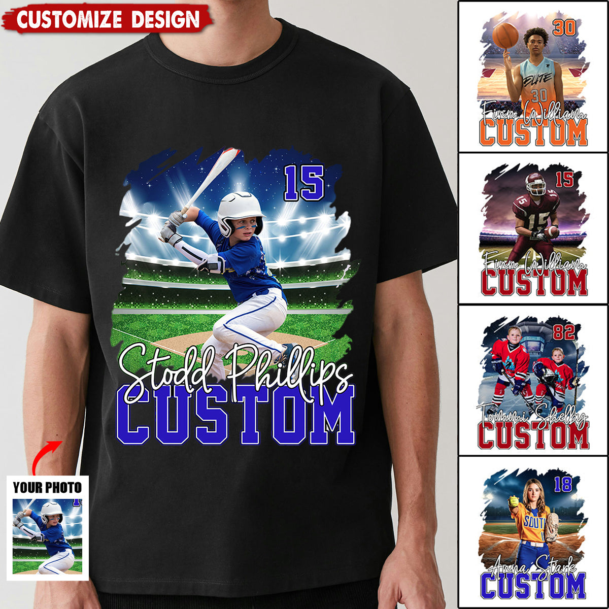 Personalized Photo Sports Shirt - Gift For Baseball,Basketball,Football,Ice Hockey,Softball Lovers