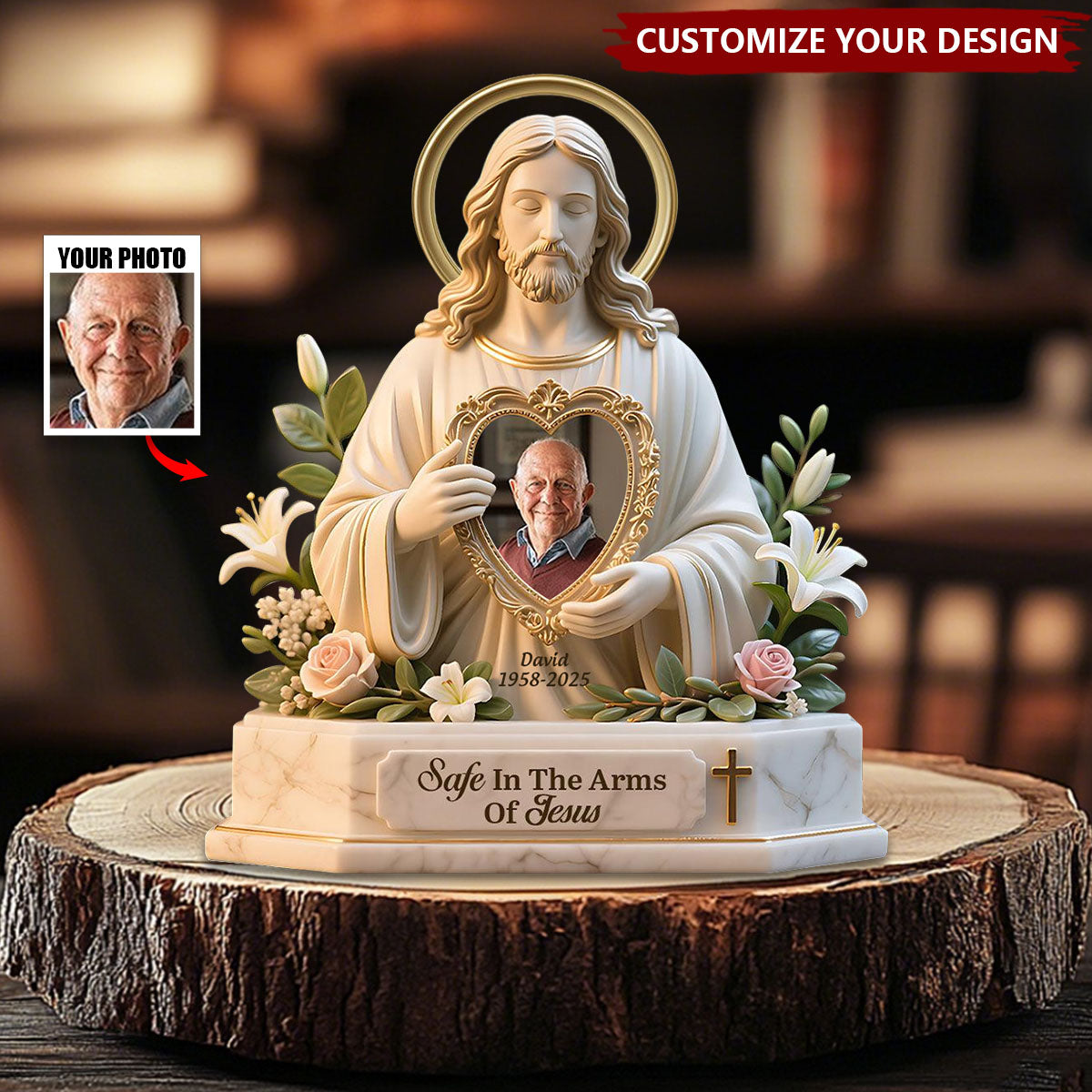 Safe In The Arms Of Jesus - Personalized Memorial Acrylic Plaque