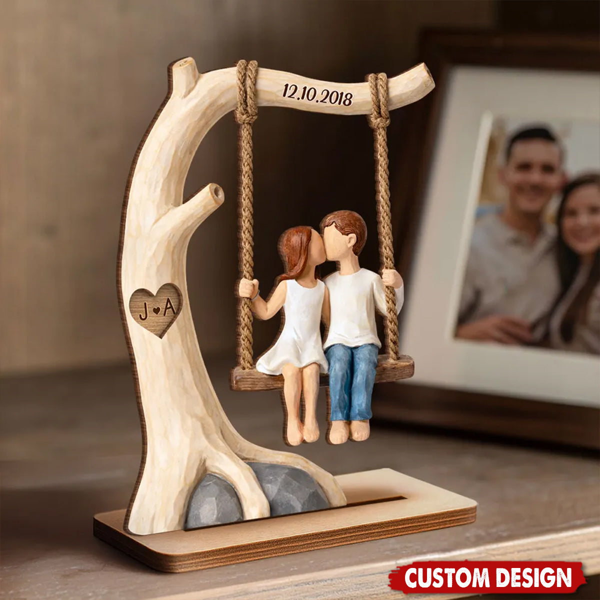Personalized Rustic Swing Wooden Plaque – Gift For Couples