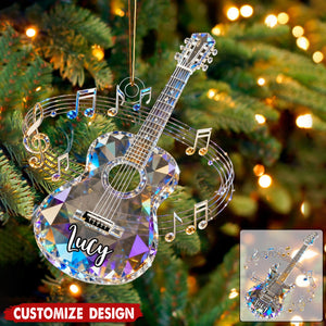 Personalized electric guitar themed crystal ornaments