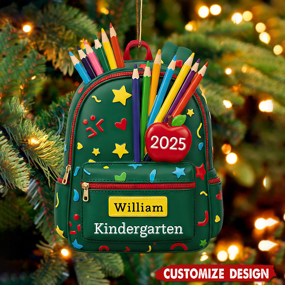 Personalized Kid School Backpack Christmas Ornament - Gift for Kids
