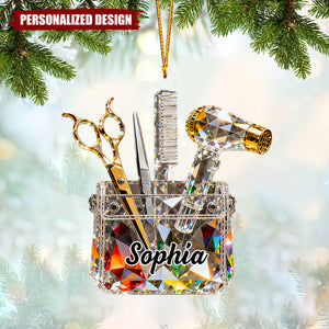 Personalized Barber Tool Kit Themed Style Ornament