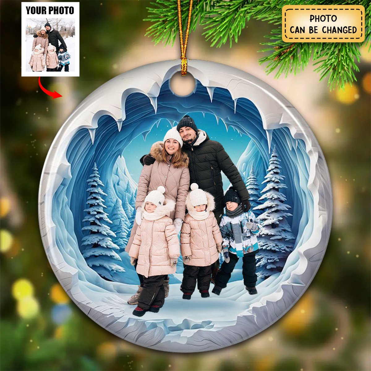 Family Photo Personalized Ceramic Ornament