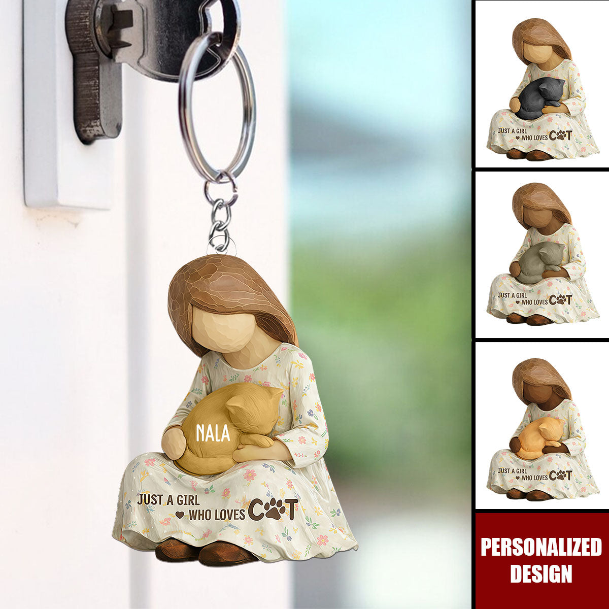 Just A Girl Who Loves Cats-Personalized Cat Lovers Keychain