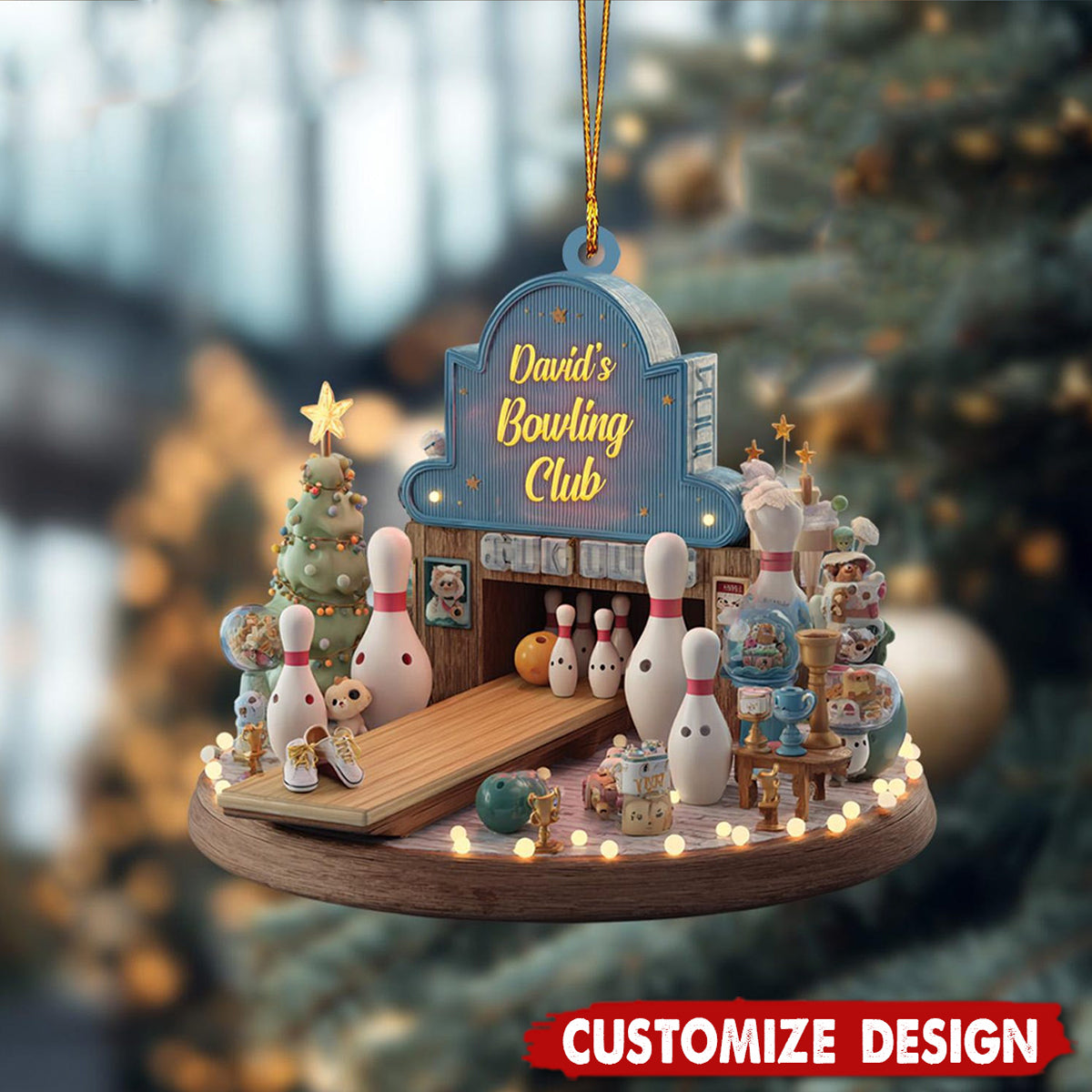 Personalized Bowling Ornament: Custom Name Christmas Decoration